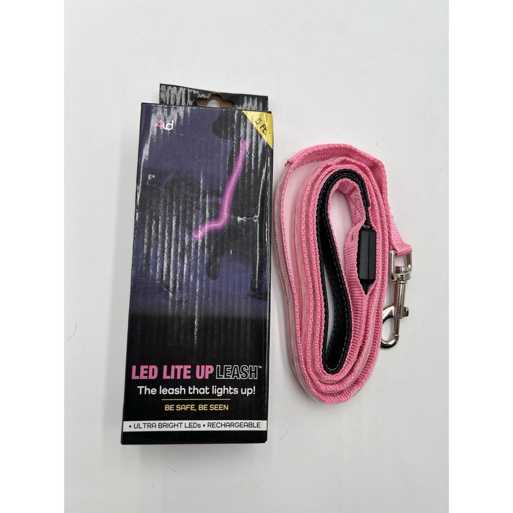 LED Lite Up Dog Leash Pink 5 Ft Rechargeable Safety Walking Light